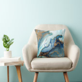 青と金ゴールドアゲテマーブルゲードキンツギモノグラム クッション (椅子)