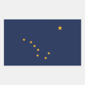 青と金ゴールドアラスカ州旗 長方形シール (正面)