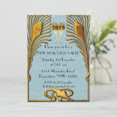 青と金ゴールドアールデコ大晦日 招待状 (スタンド正面)