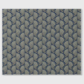 青と金ゴールドアールデコ孔雀 ラッピングペーパー (フラット)