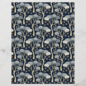 青と金ゴールドアールデコ松の木スクラップブック紙 (正面)