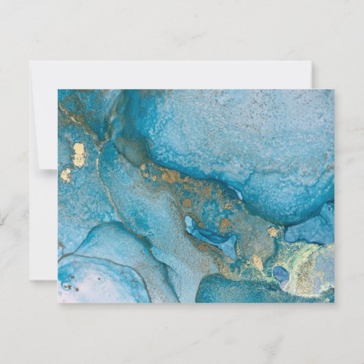 青と金ゴールドインクエレガントの新しいアドレスの発表 ノートカード (裏面)