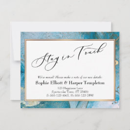 青と金ゴールドインクエレガントの新しいアドレスの発表 ノートカード