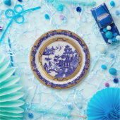 青と金ゴールドウィローパターン紙プレート ペーパープレート (パーティー)