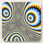 青と金ゴールドエイリアン目の抽象芸術 コースター (正面)