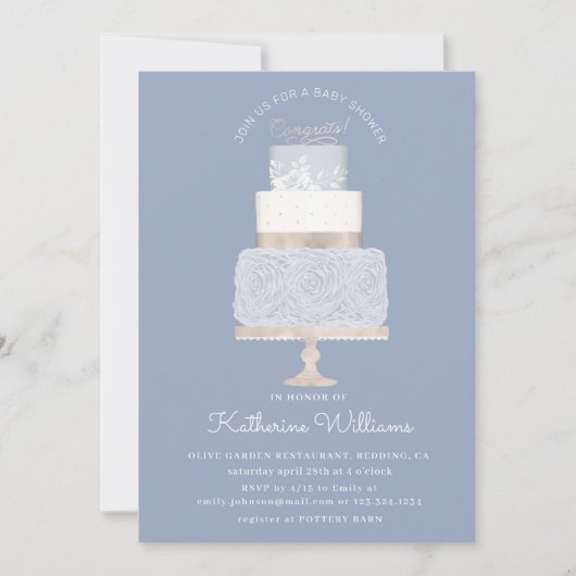 青と金ゴールドエレガントの赤ちゃんシャワー (正面)