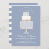 青と金ゴールドエレガントの赤ちゃんシャワー (正面/裏面)