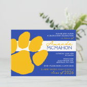 青と金ゴールドエレガントのPawprint (写真バック) 招待状 (スタンド正面)