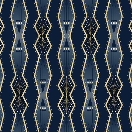 青と金ゴールドエレガントアールデコストライプ ラッピングペーパー