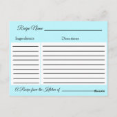 青と金ゴールドエレガントフローラ結婚のレシピカード ポストカード (裏面)