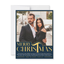 青と金ゴールドエレガントメリークリスマス家族の写真