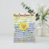 青と金ゴールドエンジェルハートがん文字はがき ポストカード (スタンド正面)