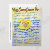 青と金ゴールドエンジェルハートがん文字はがき ポストカード (正面/裏面)