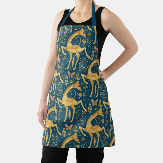 青と金ゴールドキリンぼほ模様 エプロン (インサイチュ)