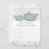 青と金ゴールドクジラが赤ちゃんのシャワーゲームを希望 招待状 (正面)