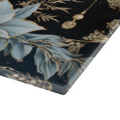 青と金ゴールドクリスマスオーナメントポインセティアス カッティングボード (角)