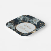 青と金ゴールドクリスマスオーナメントポインセティアス ペーパープレート (傾斜あり)