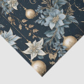 青と金ゴールドクリスマスオーナメントポインセティアス 薄葉紙 (詳細)