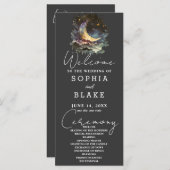 青と金ゴールドクレセントムーン結婚式 プログラム (正面/裏面)