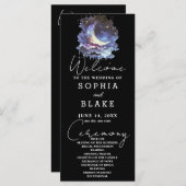 青と金ゴールドクレセントムーン結婚式 プログラム (正面/裏面)