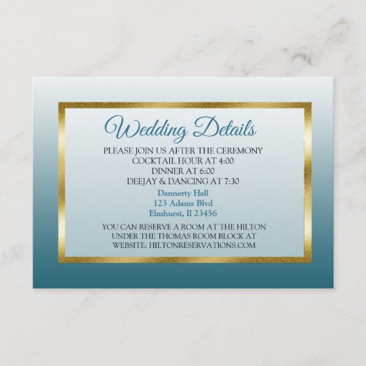 青と金ゴールドグラデ結婚ーションの詳細カード エンクロージャーカード (正面)