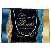 青と金ゴールドグラムティアーズ結婚《写真》ぼけ味 ラージペーパーバッグ (裏面)