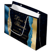 青と金ゴールドグラムティアーズ結婚《写真》ぼけ味 ラージペーパーバッグ (正面アングル)