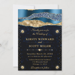 青と金ゴールドグラムティアーズ結婚《写真》ぼけ味 招待状