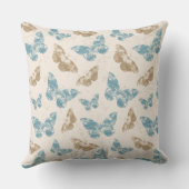 青と金ゴールドグランジ水彩蝶 クッション (裏面)
