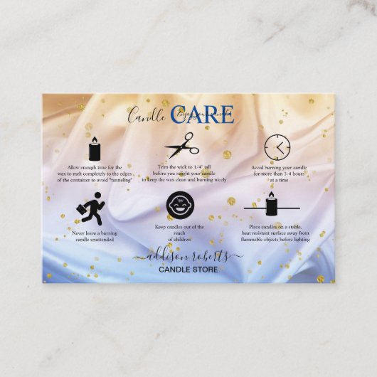 青と金ゴールドグリッターのジュエリー気に 名刺 (正面)