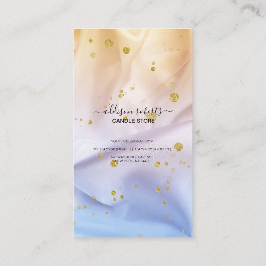 青と金ゴールドグリッターキャンドル気に 名刺 (裏面)