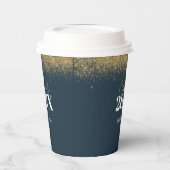 青と金ゴールドグリッター卒業クラス22 紙コップ (左)