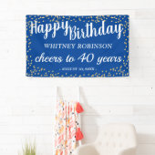 青と金ゴールドグリッター大人誕生日 横断幕 (インサイチュ)