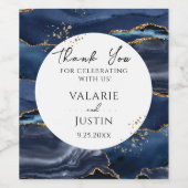 青と金ゴールドグリッター大理石ありがとうワインラベル ワインラベル (シングルラベル)