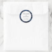 青と金ゴールドグリッター結婚大理石ステッカー ラウンドシール (バッグ)