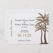 青と金ゴールドコンパスバラ結婚式の日付を保存 セーブザデート (正面/裏面)