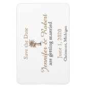 青と金ゴールドコンパスバラ結婚式の日付を保存 マグネット (縦)