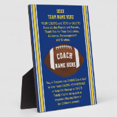 青と金ゴールドサンキューサッカーコーチギフトアイディア フォトプラーク (側面)