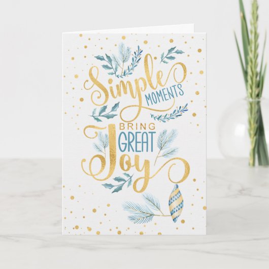 青と金ゴールドシンプルの瞬間が喜びを素晴らし誘う シーズンカード (正面)