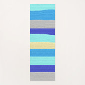 青と金ゴールドストライプ ヨガマット (正面)
