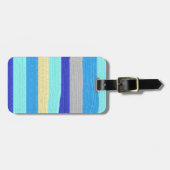 青と金ゴールドストライプ ラゲッジタグ (正面横)