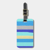 青と金ゴールドストライプ ラゲッジタグ (正面縦)