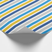 青と金ゴールドストライプ ラッピングペーパー (角)