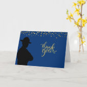 青と金ゴールドハイウェイパトロール退職ありがとう カード (黄色い花)