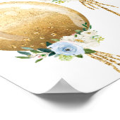 青と金ゴールドバルーンベビーシャワー男の子ウェルカムサイン ポスター (角)