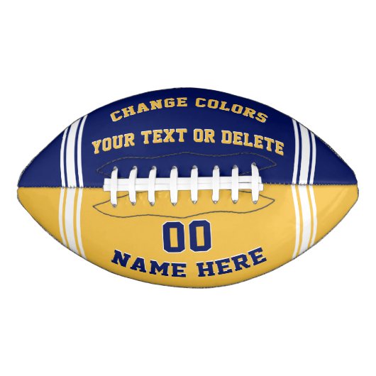 青と金ゴールドパーソナライズされたのフットボールまたはあなたの色 アメリカンフットボール (正面)