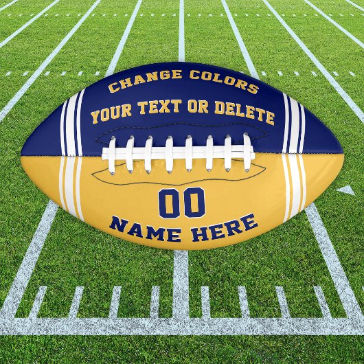 青と金ゴールドパーソナライズされたのフットボールまたはあなたの色 アメリカンフットボール