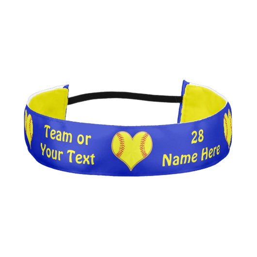 青と金ゴールドパーソナライズされたのヘッドバンド アスレチックヘッドバンド (正面)