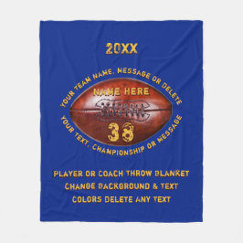 青と金ゴールドパーソナライズされたの毛布 フリースブランケット