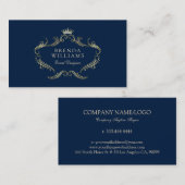 青と金ゴールドフェイクの華美グリッター枠ビジネスC 名刺 (正面/裏面)